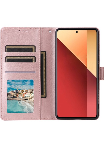 Xiaomi Redmi Note 13 Pro 4g Deri Kılıf Kart Yuvaları Telefon Standı Kapağı-Gül Altın Için (Yurt Dışından)