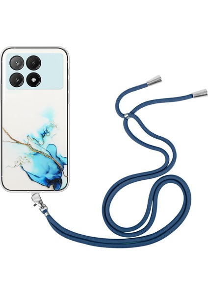 Xiaomi Redmi K70E 5g Cep Telefonu Kılıfı Içi Boş Mermer Desenli Tpu Kapak Kordon-Mavi Için (Yurt Dışından)
