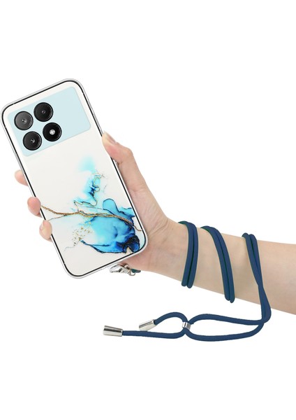 Xiaomi Redmi K70E 5g Cep Telefonu Kılıfı Içi Boş Mermer Desenli Tpu Kapak Kordon-Mavi Için (Yurt Dışından) modelleri
