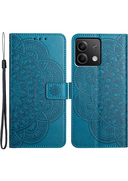 Xiaomi Redmi Note 13 4g Kılıf Manyetik Kapatma Çiçek Desenli Çanta Telefon Kapağı-Mavi Için (Yurt Dışından)