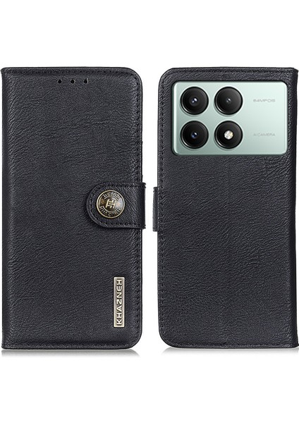 Xiaomi Redmi Için K70E 5g Cüzdan Telefon Kılıfı Sığır Derisi Doku Deri Kapak-Siyah (Yurt Dışından)