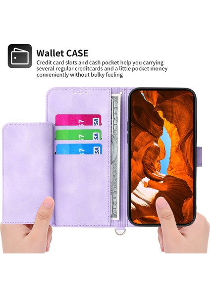 Xiaomi Redmi Note 13 Pro 5g Kılıf Için Çoklu Kart Yuvaları Pu Deri Kapak Çiçek Desenli-Açık Mor (Yurt Dışından)