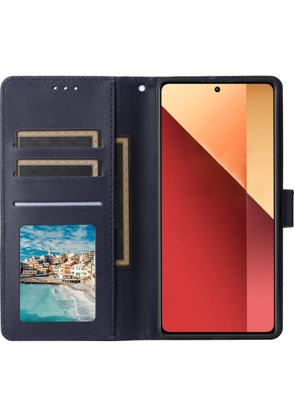 Xiaomi Redmi Note 13 Pro 4g Deri Kılıf Kart Yuvaları Telefon Standı Kapağı-Mavi Için (Yurt Dışından)