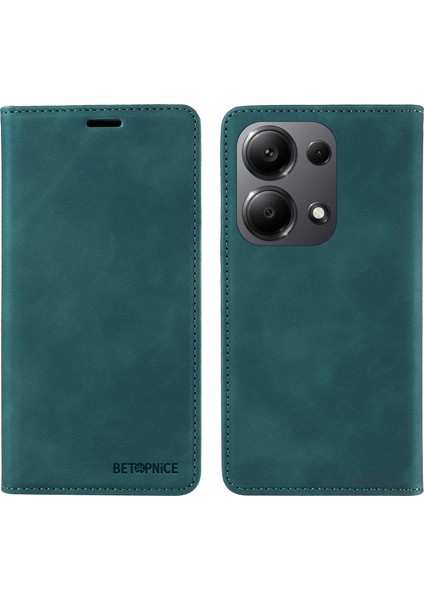 Xiaomi Redmi Note 13 Pro 4g Telefon Kılıfı Deri Rfıd Engelleme Kılıfı-Yeşil (Yurt Dışından)