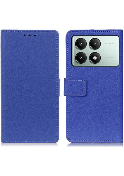 Xiaomi Redmi Için K70E 5g Cüzdan Kılıf Pu Deri Darbeye Dayanıklı Doku Telefon Kapağı-Mavi (Yurt Dışından)
