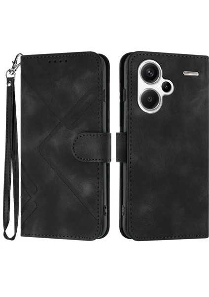 Xiaomi Redmi Note 13 Pro+ 5g Kılıf Pu Deri Anti-Damla Çevirmeli Standlı Telefon Kapağı-Siyah (Yurt Dışından)