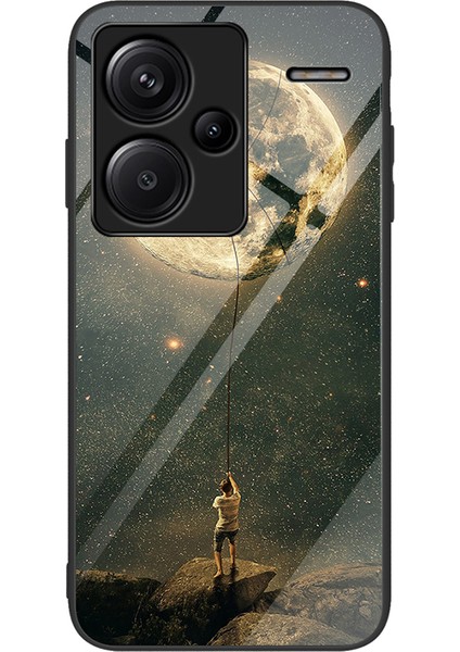 Xiaomi Redmi Note 13 Pro+ 5g Cep Telefonu Kılıfları Için Desen Baskı Temperli Cam+Pc+Tpu Shell-Moon (Yurt Dışından)
