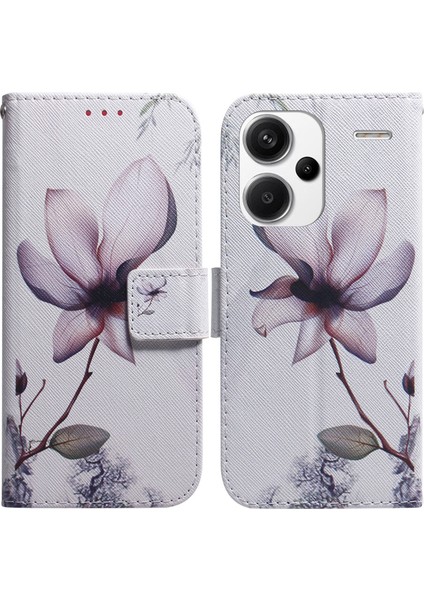 Xiaomi Redmi Note 13 Pro+ 5g Flip Telefon Kılıfı Desenli Baskı Cüzdan Kılıf-Pembe Çiçek (Yurt Dışından)