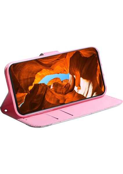 Xiaomi Redmi Note 13 Pro+ 5g Flip Telefon Kılıfı Desenli Baskı Cüzdan Kılıf-Pembe Çiçek (Yurt Dışından) modelleri