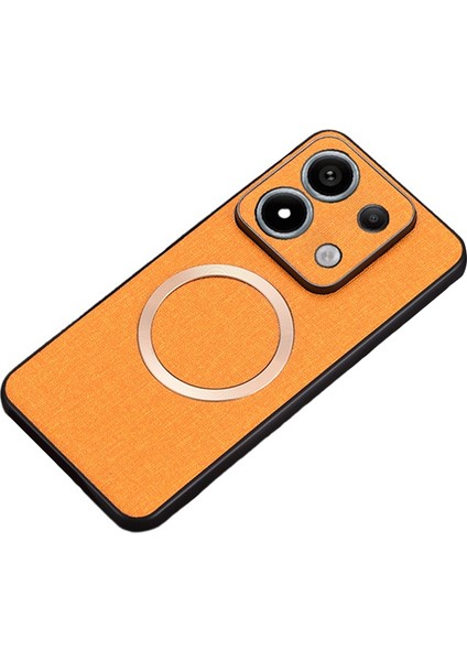 Xiaomi Redmi Note 13 Pro 5g Cep Telefonu Kılıfı Kumaş Dokulu Kapak Magsafe-Turuncu ile Uyumlu (Yurt Dışından)