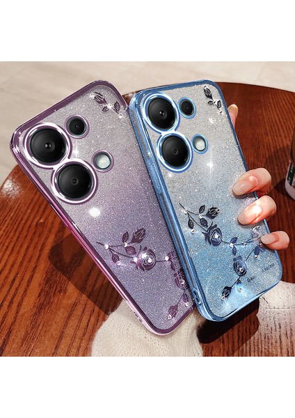Xiaomi Redmi Note 13 4g Tpu Kılıf Parıltılı Sparkle Telefon Kılıfı, Kordon-Mavi Için (Yurt Dışından)