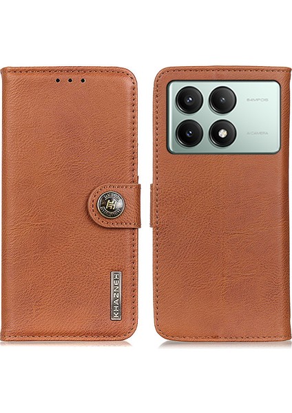 Xiaomi Redmi Için K70E 5g Cüzdan Telefon Kılıfı Sığır Derisi Doku Deri Kapak-Kahverengi (Yurt Dışından)