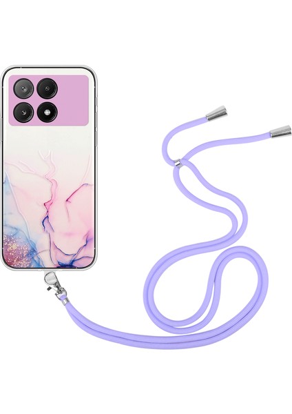 Xiaomi Redmi K70E 5g Cep Telefonu Kılıfı Içi Boş Mermer Desenli Tpu Kapak Kordon-Mor Için (Yurt Dışından)