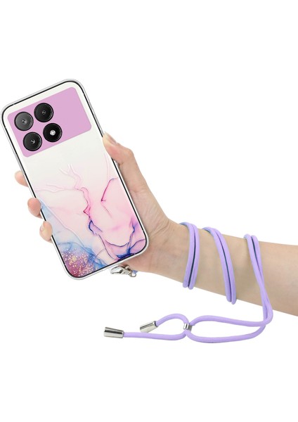 Xiaomi Redmi K70E 5g Cep Telefonu Kılıfı Içi Boş Mermer Desenli Tpu Kapak Kordon-Mor Için (Yurt Dışından) modelleri