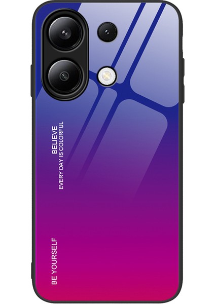 Xiaomi Redmi Note 13 4g Kılıf Temperli Cam+Pc+Tpu Koruyucu Telefon Kapağı-Mavi/gül (Yurt Dışından)
