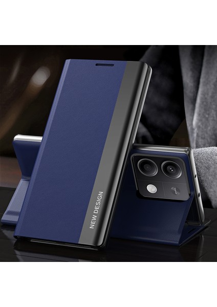 Xiaomi Redmi Note 13 Pro 5g Standlı Kılıf Için Dropproof Pc+Deri Telefon Koruma Kapağı-Safir (Yurt Dışından) modelleri