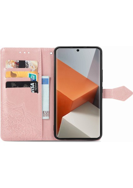 Xiaomi Redmi Note 13 Pro+ 5g Kılıf Mandala Deri Telefon Kılıfı, 3 Kart Yuvalı Cüzdan-Gül Altın (Yurt Dışından) fiyatları