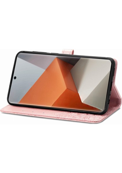 Xiaomi Redmi Note 13 Pro+ 5g Kılıf Mandala Deri Telefon Kılıfı, 3 Kart Yuvalı Cüzdan-Gül Altın (Yurt Dışından) modelleri