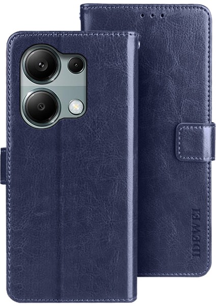 Xiaomi Redmi Note 13 Pro 4g Kılıf Manyetik Toka Deri Anti-Düşme Telefon Kapağı-Koyu Mavi Için (Yurt Dışından)