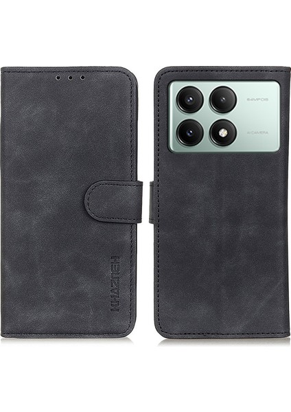 Xiaomi Redmi Için K70E 5g Cüzdan Kılıf Retro Pu Deri Telefon Kapağı Standı-Siyah (Yurt Dışından)