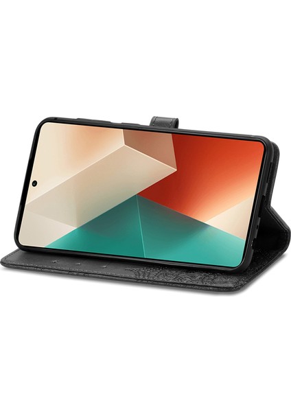Xiaomi Redmi Note 13 Pro 5g Kılıf Cüzdan Pu Deri Mandala Telefon Kapağı-Siyah (Yurt Dışından)