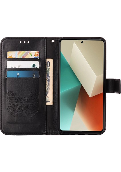 Xiaomi Redmi Note 13 5g Kılıf Için Kelebek Çiçek Pu Deri Flip Telefon Kapağı-Siyah (Yurt Dışından) fiyatları