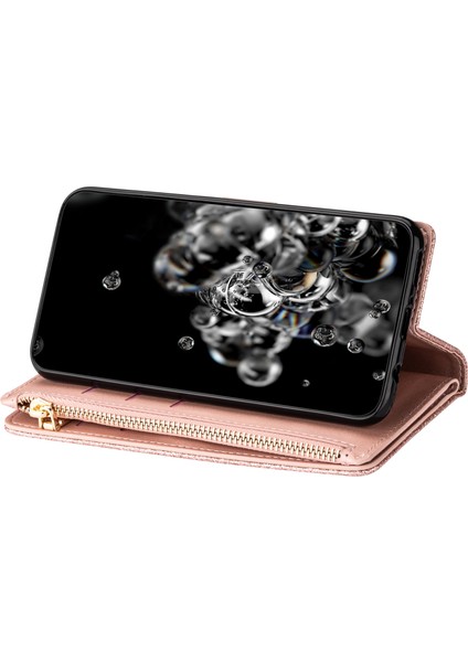 Xiaomi Redmi Için Not 13 5g Kılıf Fermuar Cüzdan Pu Deri Glitter Telefon Kapağı-Gül Altın (Yurt Dışından)