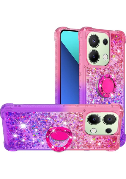 Xiaomi Redmi Note 13 4g Kılıf Için Bling Glitter Kickstand Tpu Kapak-Pembe + Mor (Yurt Dışından)