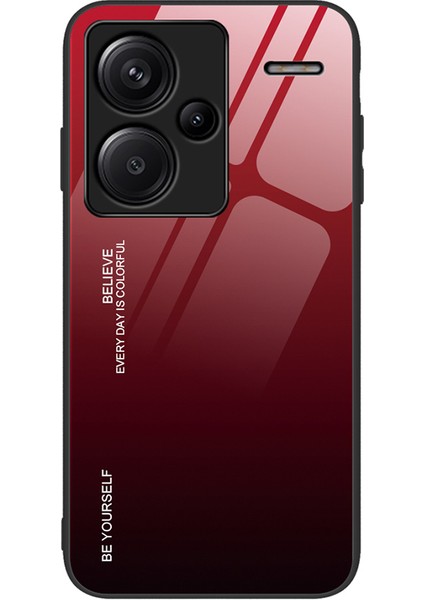 Xiaomi Redmi Note 13 Pro+ 5g Kılıf Için Çizilmez Temperli Cam+Pc+Tpu Koruyucu Kabuk-Kırmızı/siyah (Yurt Dışından)