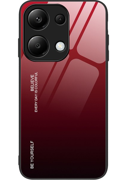 Xiaomi Redmi Note 13 Pro 4g Cep Telefonu Kılıfı Temperli Cam+Pc+Tpu Degrade Kapak-Kırmızı/siyah (Yurt Dışından)