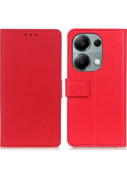 Xiaomi Redmi Note 13 4g Deri Cüzdan Kılıfı Görüntüleme Standı Telefon Kapağı-Kırmızı (Yurt Dışından)