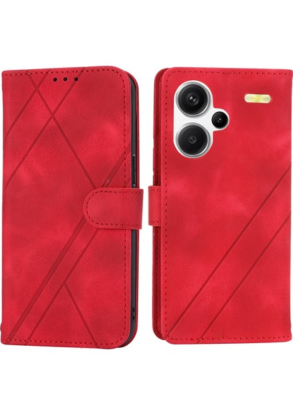 Xiaomi Redmi Note 13 Pro+ 5g Kılıf Baskılı Hat Kartı Yuvaları Darbeye Dayanıklı Telefon Kapağı-Kırmızı (Yurt Dışından)