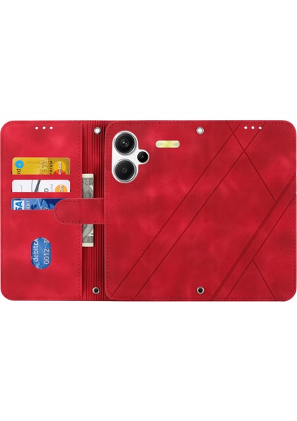Xiaomi Redmi Note 13 Pro+ 5g Kılıf Baskılı Hat Kartı Yuvaları Darbeye Dayanıklı Telefon Kapağı-Kırmızı (Yurt Dışından) fiyatları
