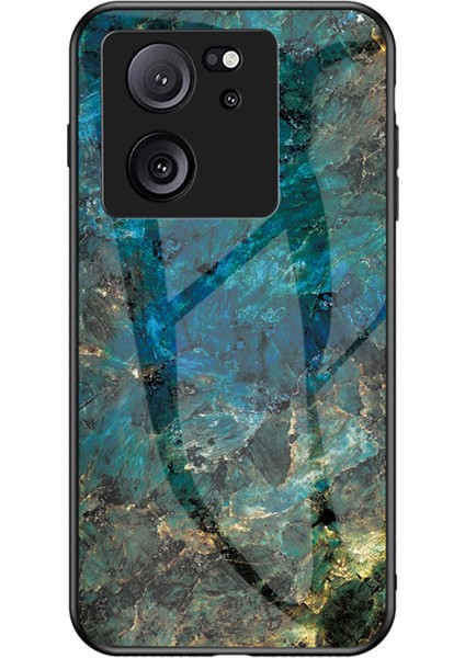 Xiaomi 13T/13T Pro/redmi K60 Ultra Kapak Mermer Desen Pc+Tpu+Temperli Cam Cep Telefonu Kabuğu-Emerald Mermer (Yurt Dışından)