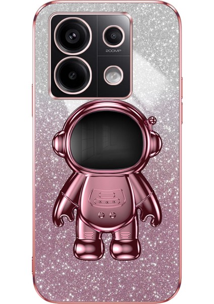 Xiaomi Redmi Için Not 13 Pro 5g Kılıf Galvanik Astronot Kickstand Telefon Kapağı-Pembe (Yurt Dışından)