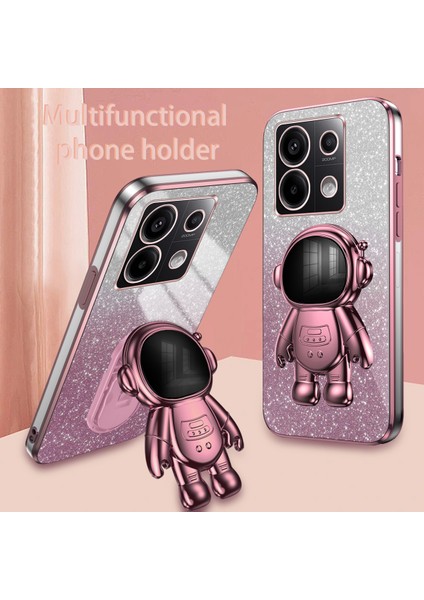 Xiaomi Redmi Için Not 13 Pro 5g Kılıf Galvanik Astronot Kickstand Telefon Kapağı-Pembe (Yurt Dışından)