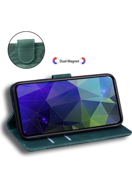 Xiaomi Redmi Note 13 Pro+ 5g Cüzdan Kılıf Kaplan Desenli Deri Stand Özelliği Flip Telefon Kapağı-Yeşil (Yurt Dışından)