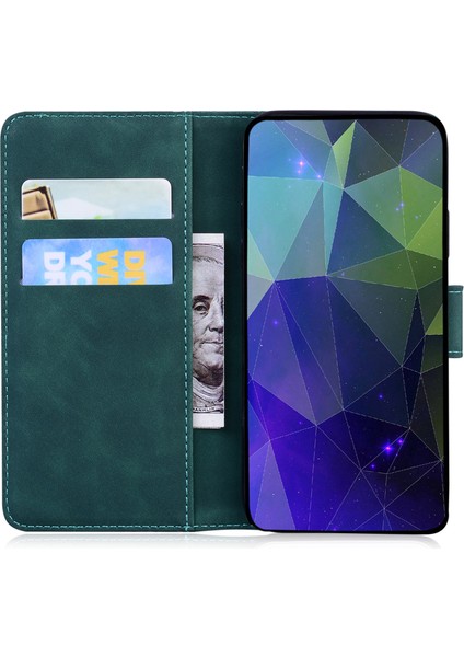 Xiaomi Redmi Note 13 Pro+ 5g Cüzdan Kılıf Kaplan Desenli Deri Stand Özelliği Flip Telefon Kapağı-Yeşil (Yurt Dışından)