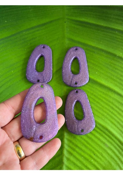 6x4 cm 4 Adet Mor Delikli Kemik Kolye Takı Aksesuarı