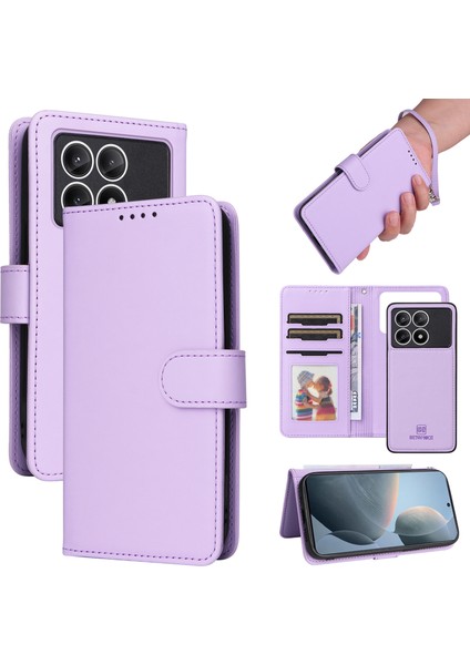 Xiaomi Redmi K70E 5g Standlı Kılıf 2'si 1 Arada Manyetik Çıkarılabilir Telefon Deri Kapak-Mor Için (Yurt Dışından)