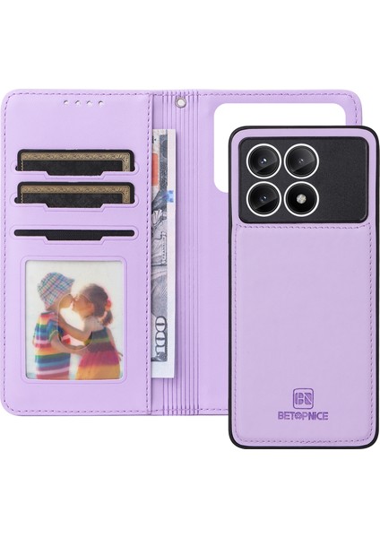 Xiaomi Redmi K70E 5g Standlı Kılıf 2'si 1 Arada Manyetik Çıkarılabilir Telefon Deri Kapak-Mor Için (Yurt Dışından)