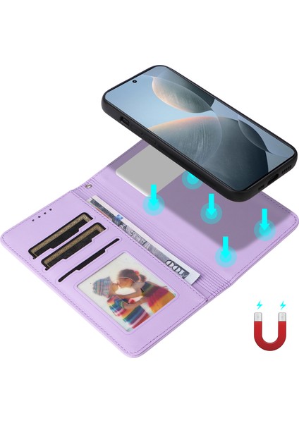Xiaomi Redmi K70E 5g Standlı Kılıf 2'si 1 Arada Manyetik Çıkarılabilir Telefon Deri Kapak-Mor Için (Yurt Dışından)