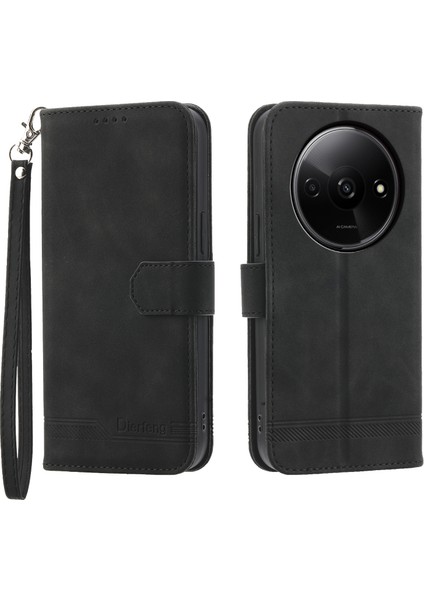 Xiaomi Redmi A3 Için Kapak Çevirin Darbeye Dayanıklı Baskılı Cüzdan Standı Mobil Deri Kılıf-Siyah (Yurt Dışından)