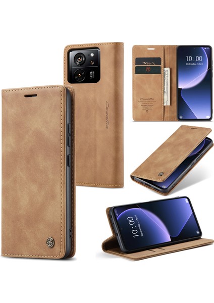 Xiaomi 13T/13T Pro/redmi K60 Ultra Case Pu Deri Folio Stand Telefon Kapak-Kahverengi (Yurt Dışından)