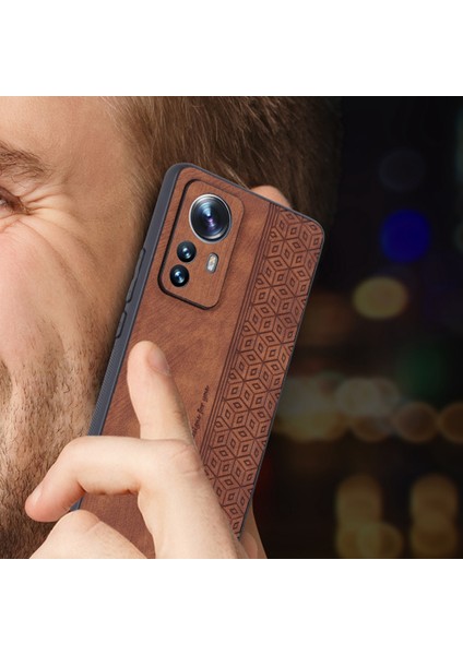 Xiaomi 12 Pro 5G/12S Pro 5g/12 Pro (Boyut) Için 5g Damla Geçirmez Telefon Kılıfı Baskılı Desen Pu Deri Kaplamalı Tpu Telefon Kapak-Kahverengi (Yurt Dışından) modelleri