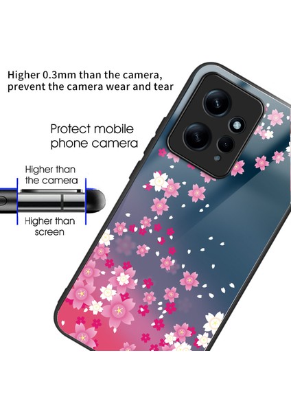 Xiaomi Redmi Note 12 4g Tpu+Temperli Cam Desen Baskı Kapak-Pembe Çiçekler Için Telefon Kılıfı (Yurt Dışından) fiyatları