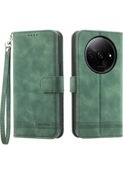 Xiaomi Redmi A3 Için Kapak Çevirin Darbeye Dayanıklı Baskılı Cüzdan Standı Mobil Deri Kılıf-Yeşil (Yurt Dışından)