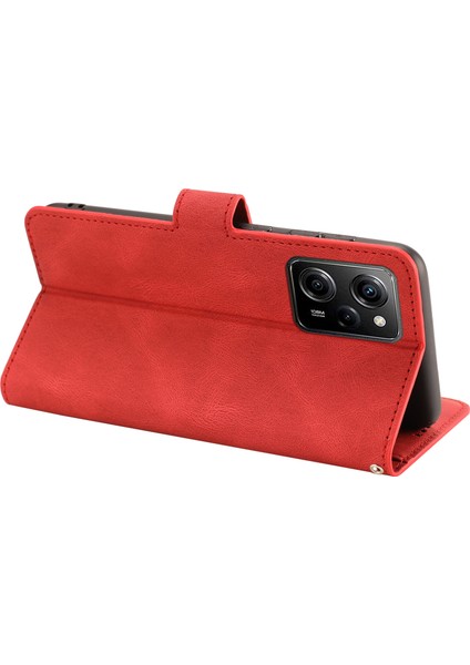 Xiaomi Redmi Için Note 12 Pro 5g/note 12 Pro Speed ​​5g/poco X5 Pro 5g Pu Deri Deri Stand Cüzdan Kapağı Strap-Red ile (Yurt Dışından)