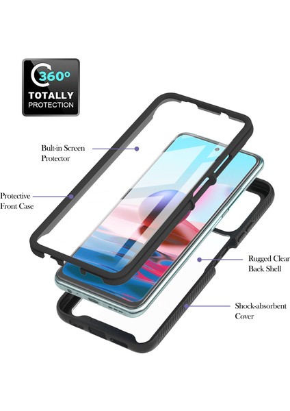 Tamamen Sarılmış Pc+Tpu Hibrid Kapak Telefon Kasası Xiaomi Poco M5S 4g/redmi Note 10 4g/redmi Note 10S 4g-Black (Yurt Dışından) indirimleri