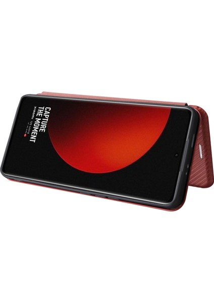 Xiaomi 12S Ultra 5g Manyetik Karbon Fiber Doku Telefon Kılıf Stand Standı Kart Yuvası Kahverengi (Yurt Dışından) modelleri